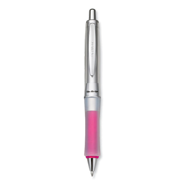 Pilot® Dr. Grip Center of Gravity Ballpoint Pen, Retractable, Medium 1 mm, Black Ink, Silver/Pink Grip Barrel (PIL36182)