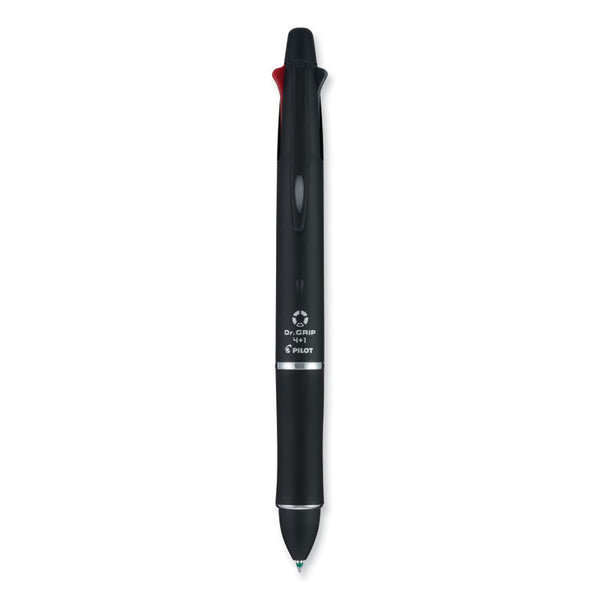 Pilot® Dr. Grip 4 + 1 Multi-Color Ballpoint Pen/Pencil, Retractable, 0.7 mm Pen/0.5mm Pencil, Black/Blue/Green/Red Ink, Black Barrel (PIL36220)
