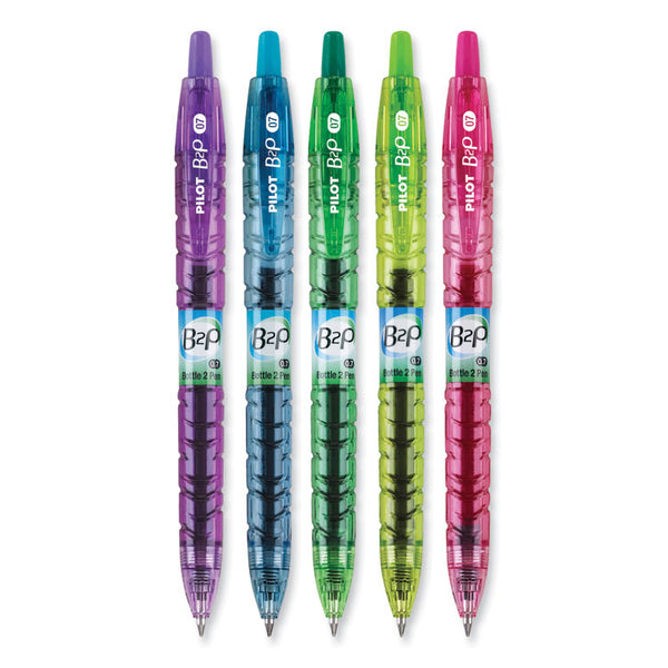 Pilot® B2P Bottle-2-Pen Recycled Gel Pen, Retractable, Fine 0.7 mm, Assorted Ink and Barrel Colors, 5/Pack (PIL36621)