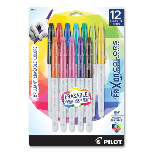 Pilot® FriXion Colors Erasable Porous Point Pen, Stick, Bold 2.5 mm, 12 Assorted Ink and Barrel Colors, 12/Pack (PIL44155)