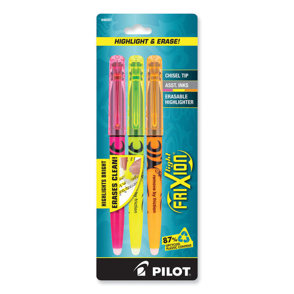 Pilot® FriXion Light Erasable Highlighter, Assorted Ink Colors, Chisel Tip, Assorted Barrel Colors, 3/Pack (PIL46507)