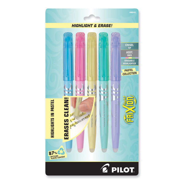 Pilot® FriXion Light Pastel Collection Erasable Highlighters, Assorted Ink Colors, Chisel Tip, Assorted Barrel Colors, 5/Pack (PIL46543)