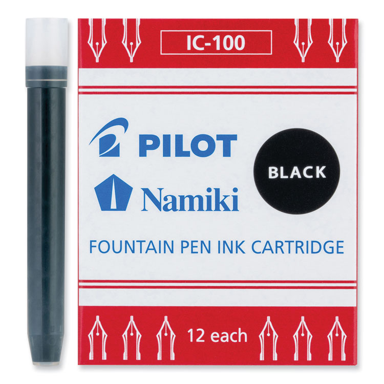 Pilot® Plumix Fountain Pen Refill Cartridge, Black Ink, 12/Box (PIL69100)