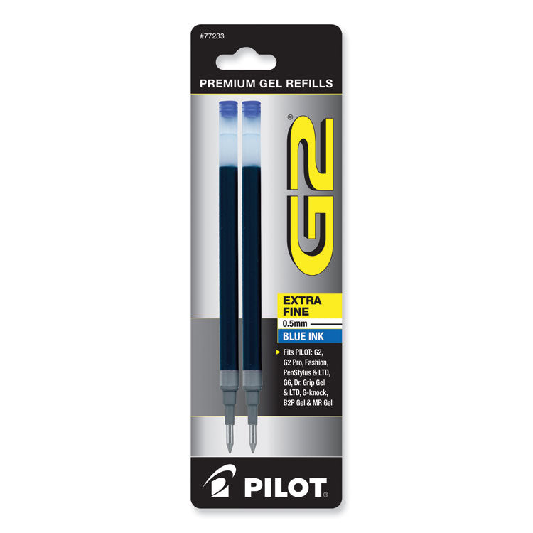 Pilot® Refill for Pilot B2P, Dr Grip, G2, G6, MR Metropolitan, Precise BeGreen and Q7 Gel Pens, Extra-Fine Tip, Blue Ink, 2/Pack (PIL77233) Pack of 2