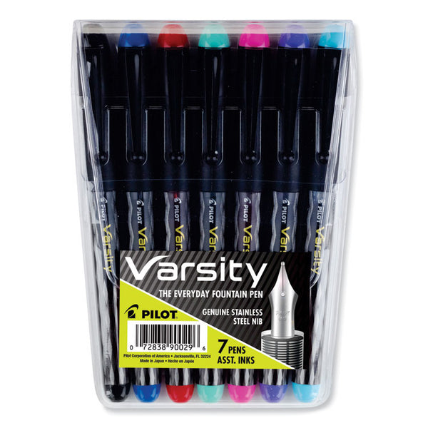 Pilot® Varsity Fountain Pen, Medium 1 mm, Assorted Ink and Barrel Colors, 7/Pack (PIL90029)