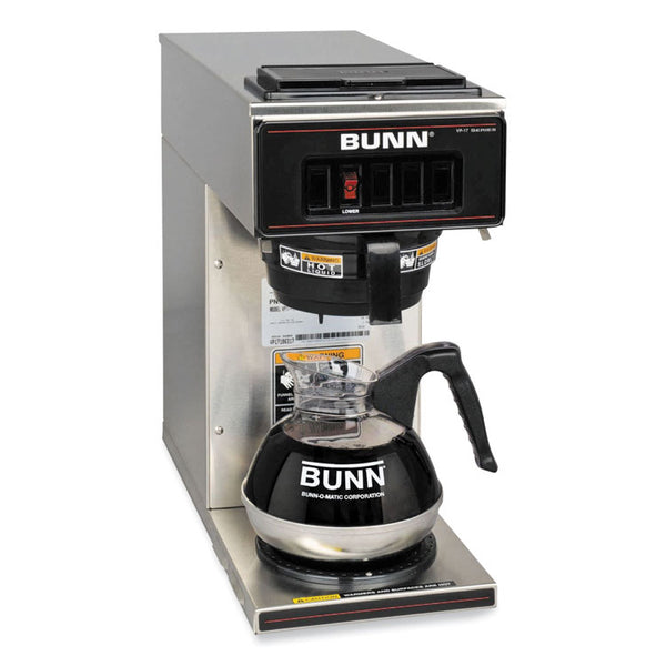 BUNN® VP17-1 12-Cup Commercial Pourover Coffee Brewer, Stainless Steel/Black, Ships in 7-10 Business Days (BUN133000001) Each