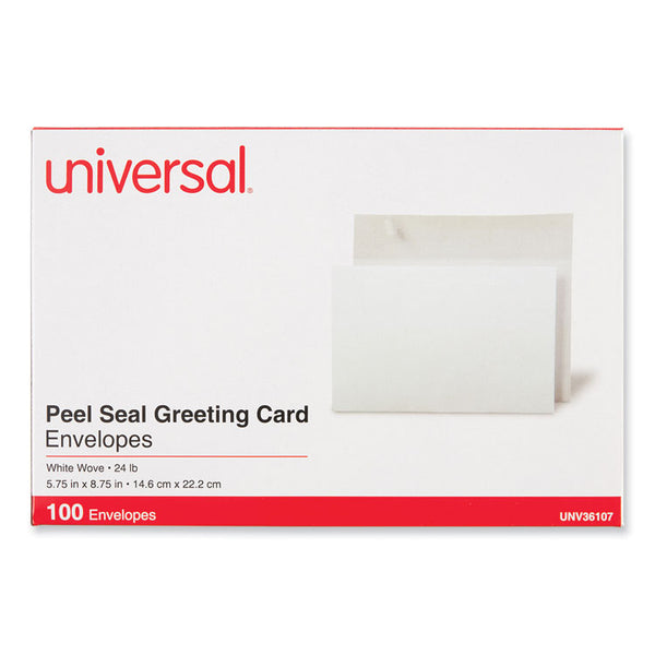 Universal® Peel Seal Strip Business Envelope, #A9, Square Flap, Self-Adhesive Closure, 5.74 x 8.75, White, 100/Box (UNV36107)