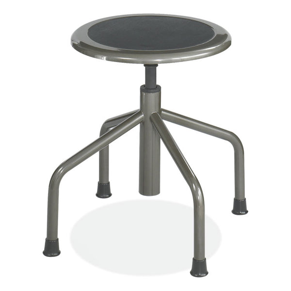 Safco® Diesel Low Base Stool, Backless, Supports Up to 250 lb, 16" to 22" High Black Seat, Pewter Base, Ships in 1-3 Business Days (SAF6669)