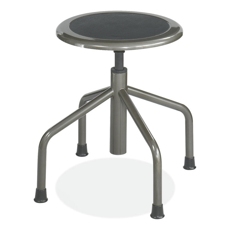 Safco® Diesel Low Base Stool, Backless, Supports Up to 250 lb, 16" to 22" High Black Seat, Pewter Base, Ships in 1-3 Business Days (SAF6669) Each