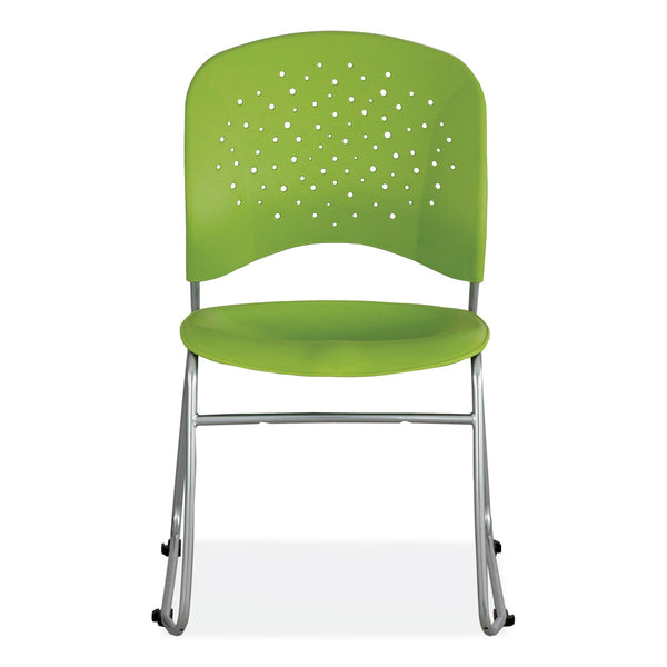 Safco® Reve GuestBistro Chair with Sled Base, Supports Up to 250 lb, 18" Seat Height, Green Seat/Back, Silver Base, 2/Carton (SAF6804GN) Case of 2