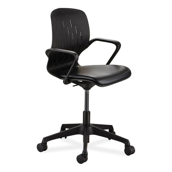 Safco® Shell Desk Chair, Supports Up to 275 lb, 17" to 20" Seat Height, Black Seat/Back, Black Base, Ships in 1-3 Business Days (SAF7013BL) Each