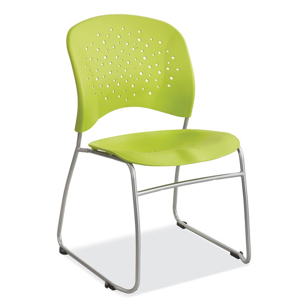 Safco® Reve GuestBistro Chair with Sled Base, Supports Up to 250 lb, 18" Seat Height, Green Seat/Back, Silver Base, 2/Carton (SAF6804GN) Case of 2