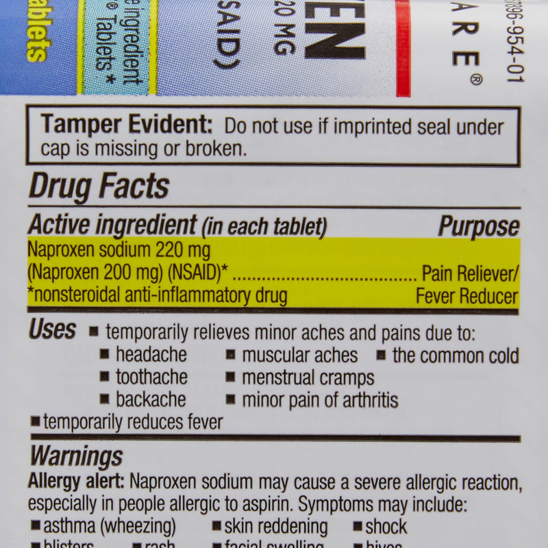 McKesson Brand Pain Relief 220 mg Strength Naproxen Sodium Tablet 100 per Bottle (866981_CS) 12/CS