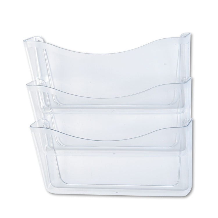 Rubbermaid® Unbreakable Wall Files, 3 Sections, A4/Letter Size, 13.75" x 3.13" x 29.38", Clear (RUB65976ROS)