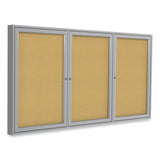 Ghent 3 Door Enclosed Natural Cork Bulletin Board with Satin Aluminum Frame, 72 x 48, Tan Surface, Ships in 7-10 Business Days (GHEPA34872K) Each