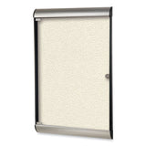 Ghent Silhouette 1 Door Enclosed Ivory Vinyl Bulletin Board w/Satin/Black Aluminum Frame, 27.75x42.13, Ships in 7-10 Business Days (GHESILH20412)