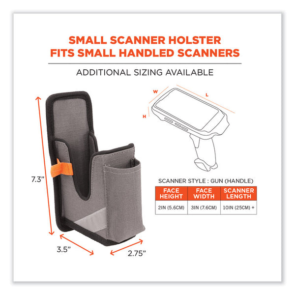 ergodyne® Squids 5541 Handheld Barcode Scanner Holster w/Belt Clip, 2 Comp, 2.75 x 3.5 x 7.3, Polyester,Gray,Ships in 1-3 Business Days (EGO19182) Each