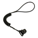 ergodyne® Squids 3158 Coiled Lanyard with Clamp, 2 lb Max Working Capacity, 12" to 48" Long, Black, Ships in 1-3 Business Days (EGO19158) Each