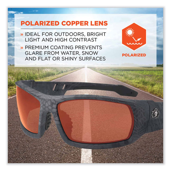 ergodyne® Skullerz Odin Safety Glasses, Kryptek Typhon Nylon Impact Frame, Polarized Copper Polycarb Lens, Ships in 1-3 Business Days (EGO50521)
