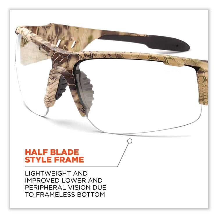 ergodyne® Skullerz Dagr Safety Glasses, Kryptek Highlander Nylon Impact Frame, Clear Polycarbonate Lens, Ships in 1-3 Business Days (EGO52300) Each