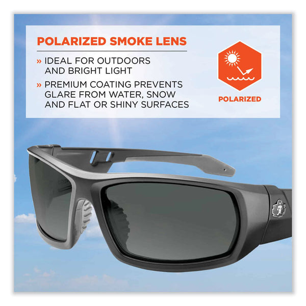 ergodyne® Skullerz Odin Safety Glasses, Matte Black Nylon Impact Frame, Polarized Smoke Polycarbonate Lens, Ships in 1-3 Business Days (EGO50431)