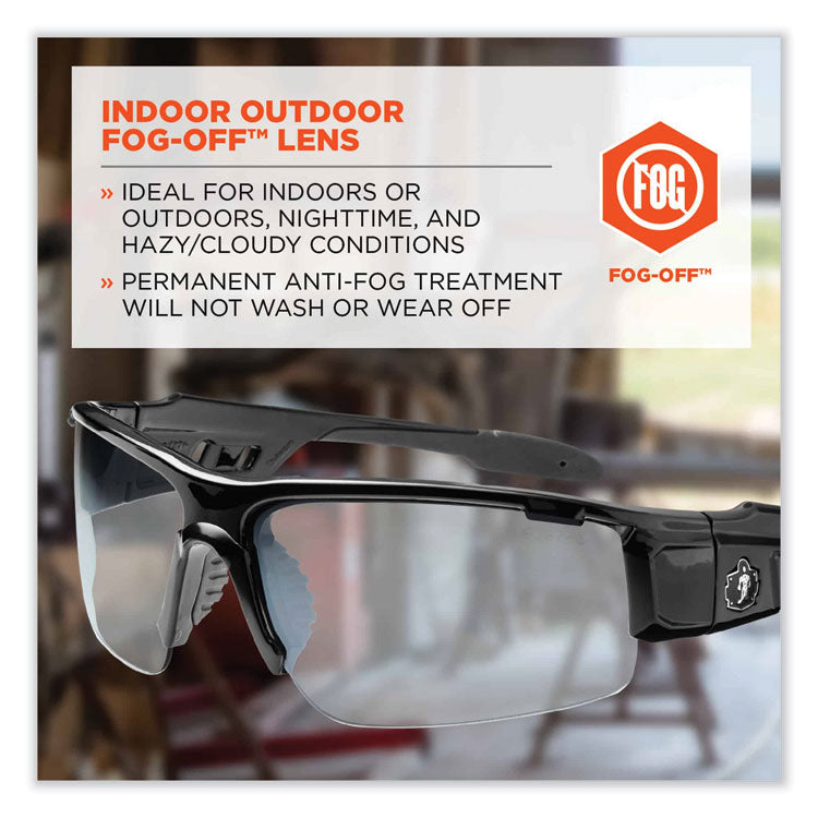 ergodyne® Skullerz Dagr Safety Glasses, Black Nylon Impact Frame, AntiFog Indoor/Outdoor Polycarbonate Lens, Ships in 1-3 Business Days (EGO52083) Each