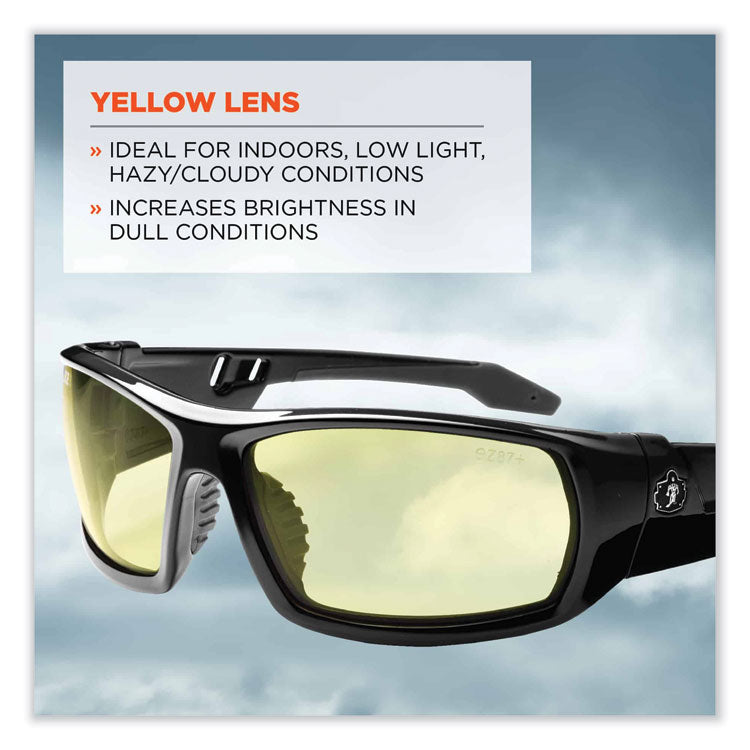 ergodyne® Skullerz Odin Safety Glasses, Black Nylon Impact Frame, Yellow Polycarbonate Lens, Ships in 1-3 Business Days (EGO50050) Each