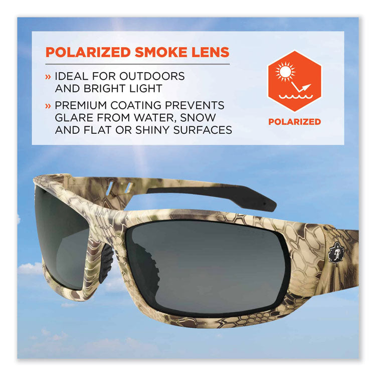 ergodyne® Skullerz Odin Safety Glasses, Kryptek Highlander Nylon Impact Frame, Polarized Smoke Lens, Ships in 1-3 Business Days (EGO50331) Each