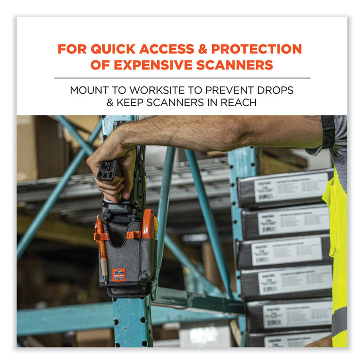 ergodyne® Squids 5543 Handheld Barcode Scanner Mount Holder w/Fastener Straps, 2 Comp, 3.5 x 2.5 x 7.3, Gray,Ships in 1-3 Business Days (EGO19185) Each
