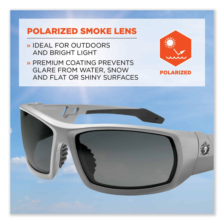 ergodyne® Skullerz Odin Safety Glasses, Matte Gray Nylon Impact Frame, Polarized Smoke Polycarbonate Lens, Ships in 1-3 Business Days (EGO50131) Each