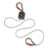 ergodyne® Squids 3003 Retractable Lanyard with Two Carabiners, 2 lb Max Working Capacity, 8" to 48", Gray, Ships in 1-3 Business Days (EGO19303) Each
