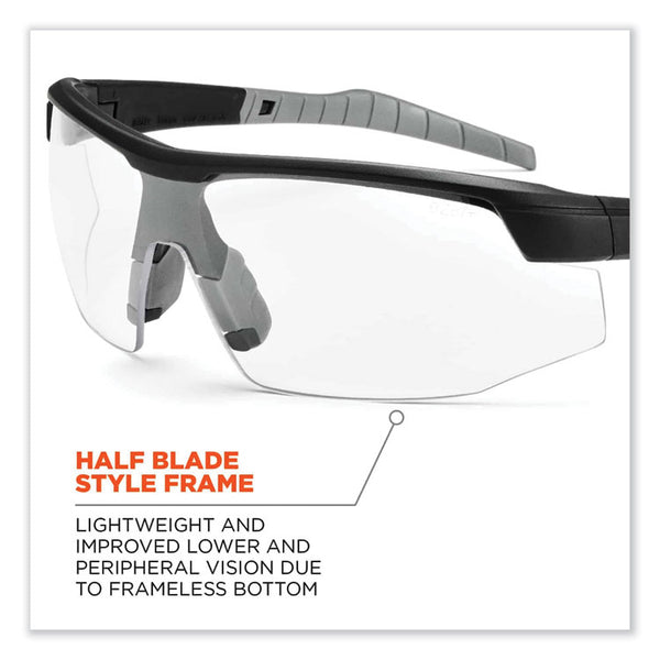 ergodyne® Skullerz Skoll Safety Glasses, Matte Black Nylon Impact Frame, Clear Polycarbonate Lens, Ships in 1-3 Business Days (EGO59000)