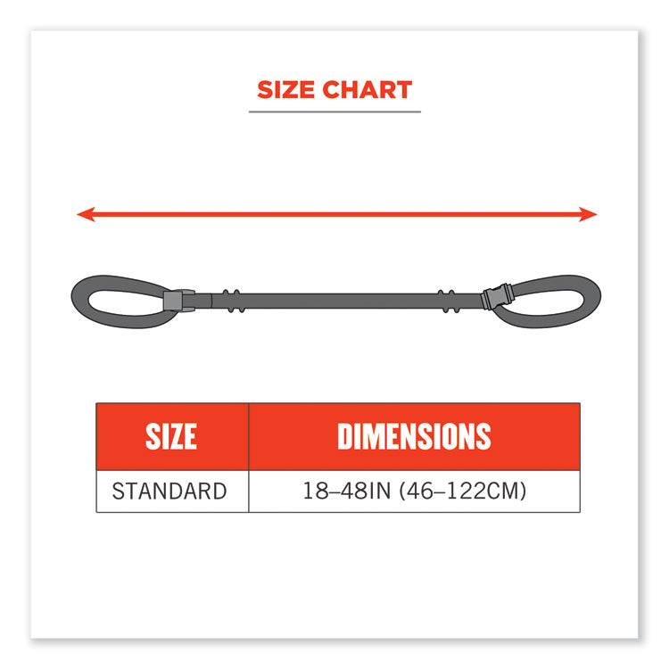 ergodyne® Squids 3150 Elastic Lanyard with Buckle, 2 lb Max Working Capacity, 18" to 48" Long, Lime, Ships in 1-3 Business Days (EGO19150) Each