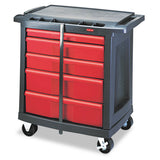 Rubbermaid® Commercial Five-Drawer Mobile Workcenter, 32.63w x 19.9d x 33.5h, Black Plastic Top (RCP773488)