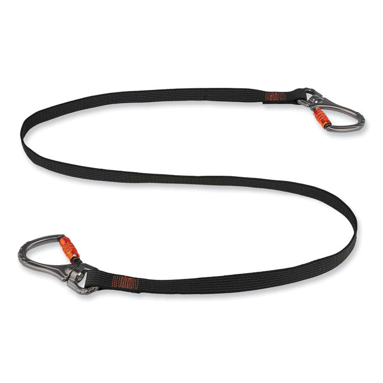 ergodyne® Squids 3139 Tool Lanyard w/2 Locking Swivel Carabiners, 40lb Max Work Capacity, 76", Black/Orange, Ships in 1-3 Business Days (EGO19139) Each