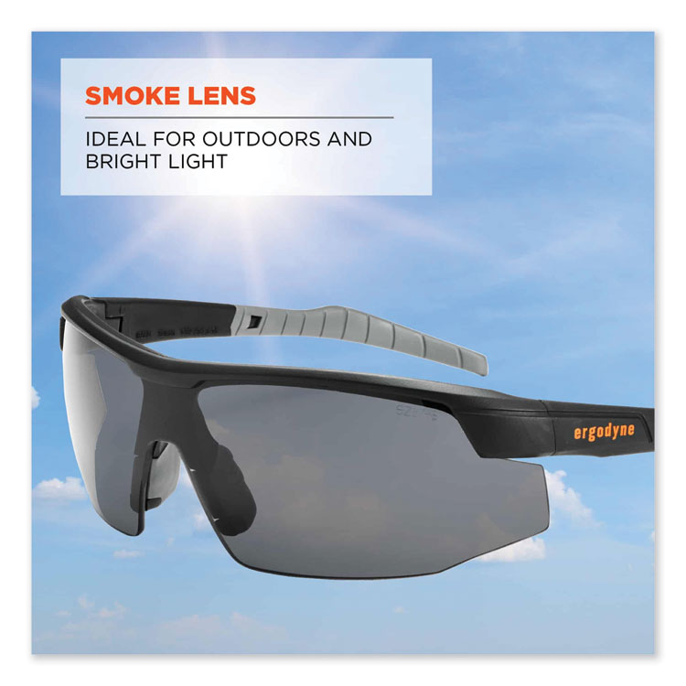 ergodyne® Skullerz Skoll Safety Glasses, Matte Black Nylon Impact Frame, Smoke Polycarbonate Lens, Ships in 1-3 Business Days (EGO59030) Each