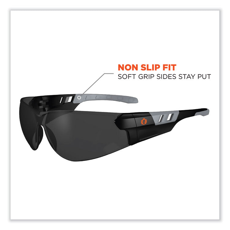 ergodyne® Skullerz Saga Frameless Safety Glasses, Black Nylon Impact Frame, Anti-Fog Smoke Polycarb Lens, Ships in 1-3 Business Days (EGO59133) Each