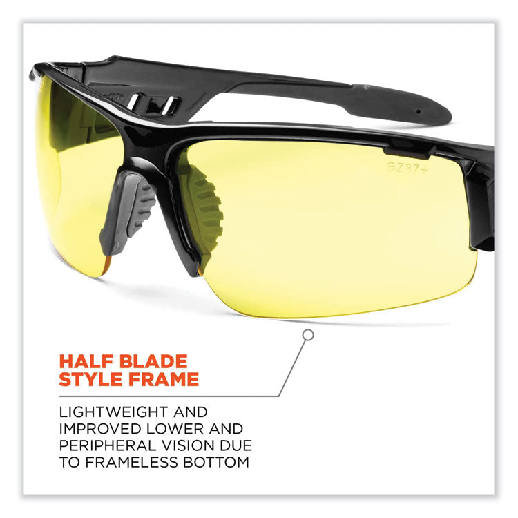 ergodyne® Skullerz Dagr Safety Glasses, Black Nylon Impact Frame, Yellow Polycarbonate Lens, Ships in 1-3 Business Days (EGO52050) Each