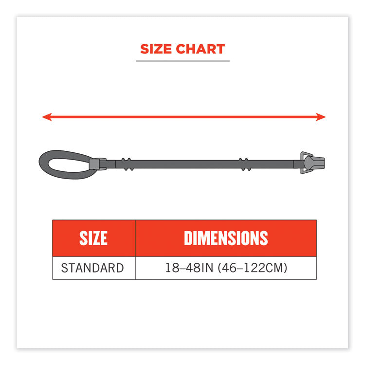 ergodyne® Squids 3155 Elastic Lanyard with Clamp, 2 lb Max Working Capacity, 18" to 48" Long, Lime, Ships in 1-3 Business Days (EGO19155) Each