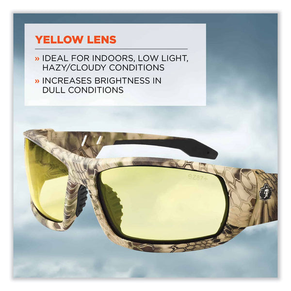 ergodyne® Skullerz Odin Safety Glasses, Kryptek Highlander Nylon Impact Frame, Yellow Polycarbonate Lens, Ships in 1-3 Business Days (EGO50350)