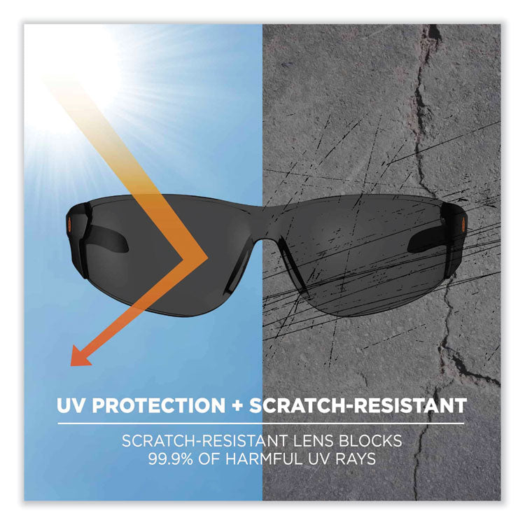 ergodyne® Skullerz Saga Frameless Safety Glasses, Black Nylon Impact Frame, Anti-Fog Smoke Polycarb Lens, Ships in 1-3 Business Days (EGO59133) Each