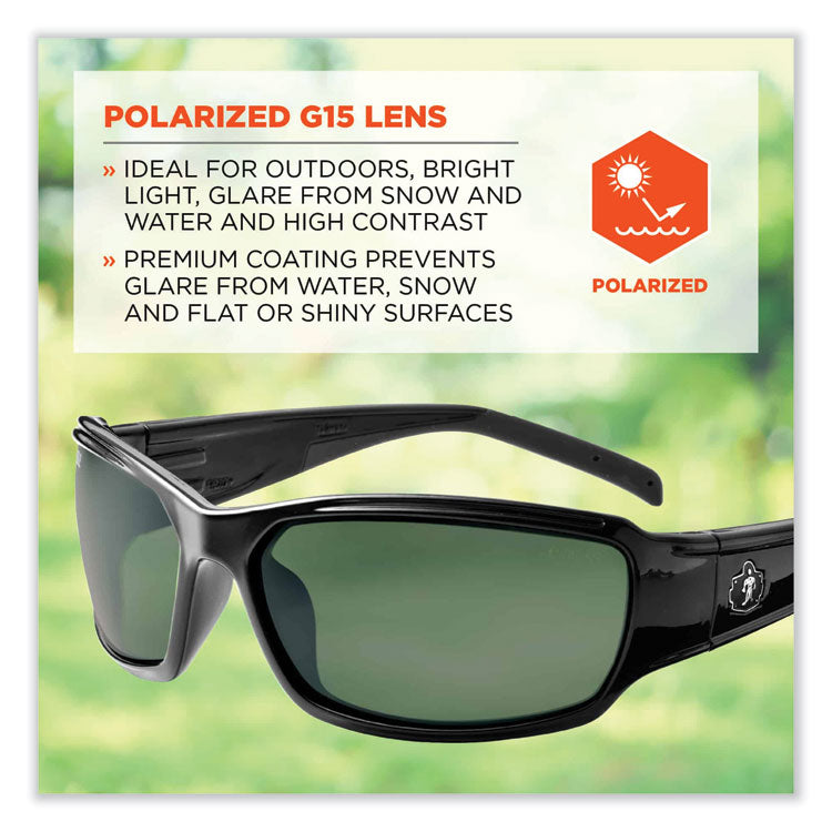 ergodyne® Skullerz Thor Safety Glasses, Black Nylon Impact Frame, Polarized G15 Polycarbonate Lens, Ships in 1-3 Business Days (EGO51071) Each