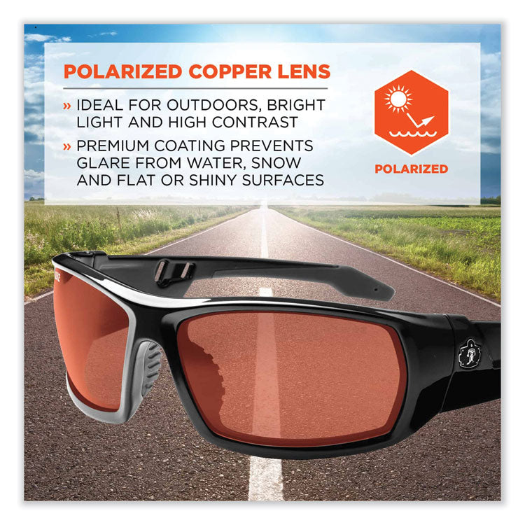 ergodyne® Skullerz Odin Safety Glasses, Black Nylon Impact Frame, Polarized Copper Polycarbonate Lens, Ships in 1-3 Business Days (EGO50021) Each