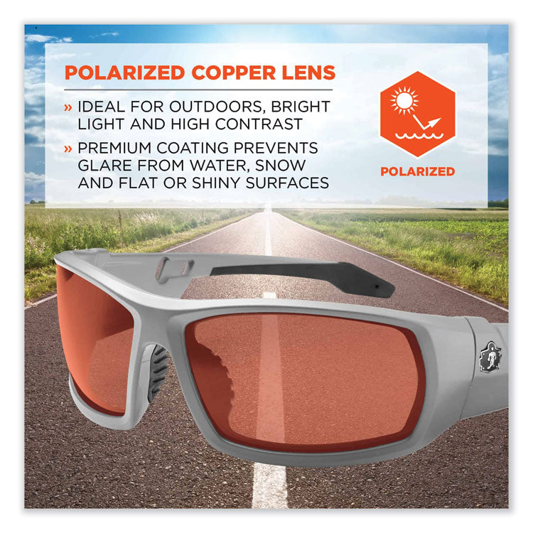 ergodyne® Skullerz Odin Safety Glasses, Matte Gray Nylon Impact Frame, Polarized Polycarbonate Lens, Ships in 1-3 Business Days (EGO50121) Each