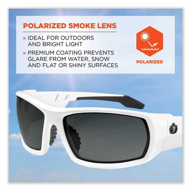 ergodyne® Skullerz Odin Safety Glasses, White Nylon Impact Frame, Polarized Smoke Polycarbonate Lens, Ships in 1-3 Business Days (EGO50231) Each