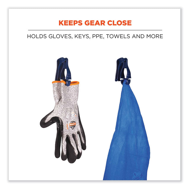 ergodyne® Squids 3405MD Metal Detectable Belt Clip Glove Clip Holder, 1x1x6, Acetal Copolymer, Deep Blue, Ships in 1-3 Business Days (EGO19142) Each