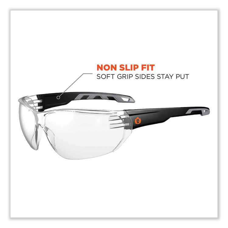 ergodyne® Skullerz Vali Frameless Safety Glasses, Matte Black Nylon Impact Frame, Clear Polycarbonate Lens, Ships in 1-3 Business Days (EGO59200) Each