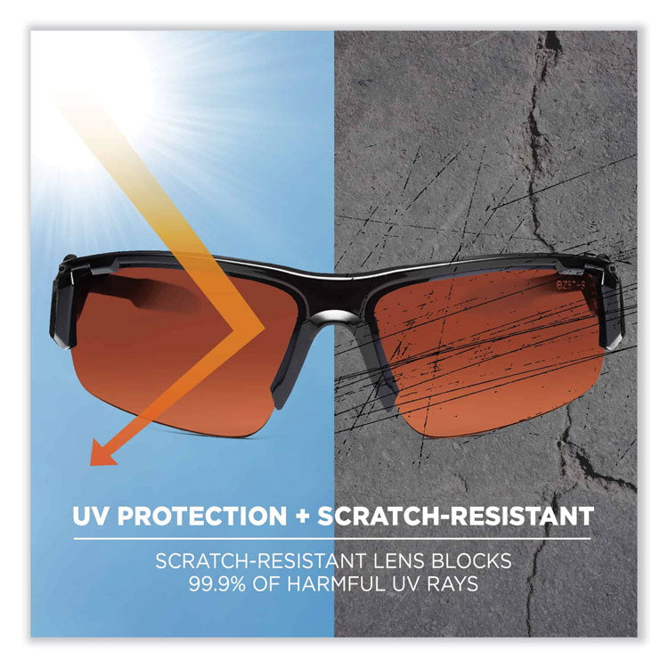 ergodyne® Skullerz Dagr Safety Glasses, Black Nylon Impact Frame, Copper Polycarbonate Lens, Ships in 1-3 Business Days (EGO52020) Each