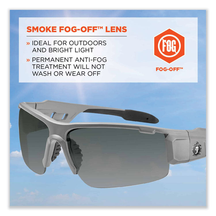ergodyne® Skullerz Dagr Safety Glasses, Matte Gray Nylon Impact Frame, Anti-Fog Smoke Polycarbonate Lens, Ships in 1-3 Business Days (EGO52133) Each