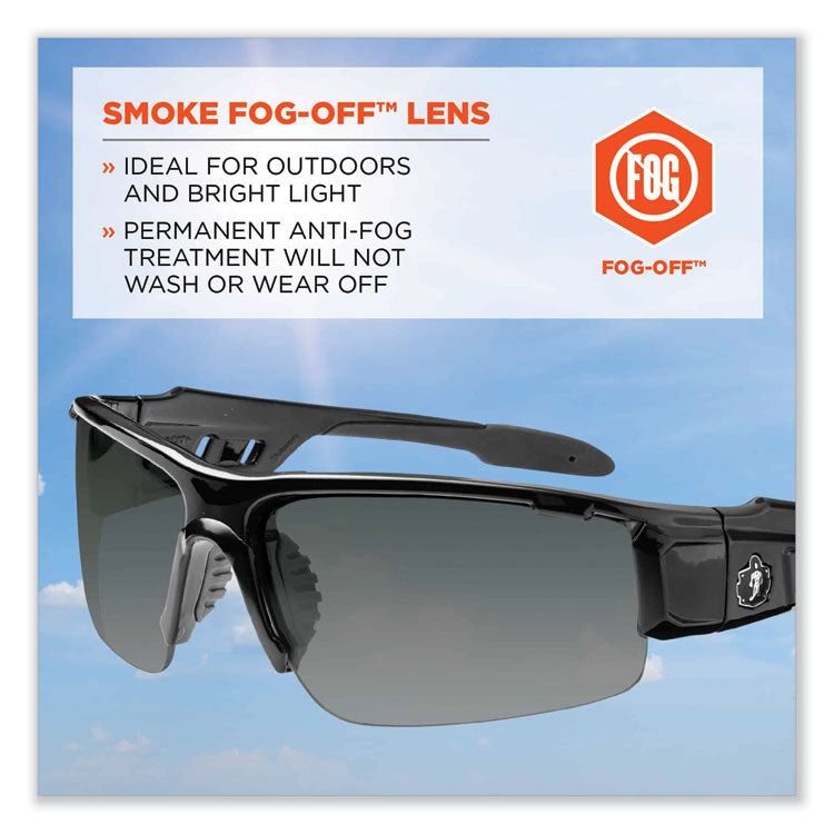 ergodyne® Skullerz Dagr Safety Glasses, Black Nylon Impact Frame, Anti-Fog Smoke Polycarbonate Lens, Ships in 1-3 Business Days (EGO52033) Each